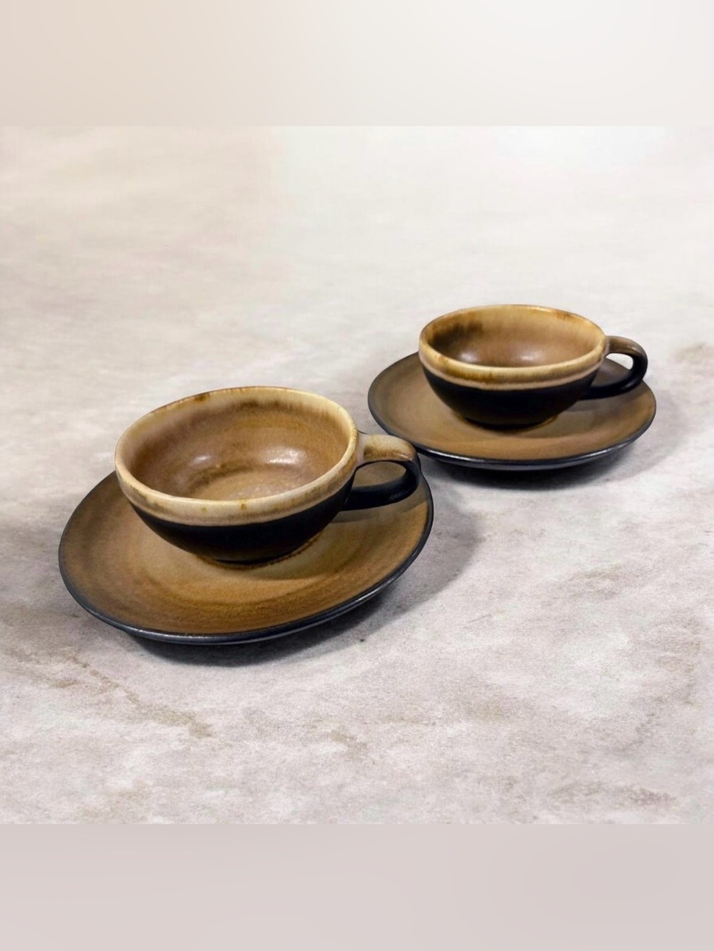 Vintage Gotek Colonia Tovar Venezuela Stoneware Cup Saucer Set of 2